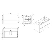 Wiesbaden Vision onderkast+2 laden 80x46 houtnerf grijs