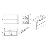 Onderkast 80X36Cm Zonder Wastafel Hoogglans Wit