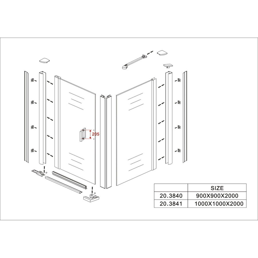 Swingdeur Zijwand Wiesbaden UNI 90x90x200cm Chroom 8mm NANO