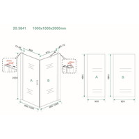 Swingdeur + Zijwand Uni 1000X1000X2000 Chroom 8Mm Nano