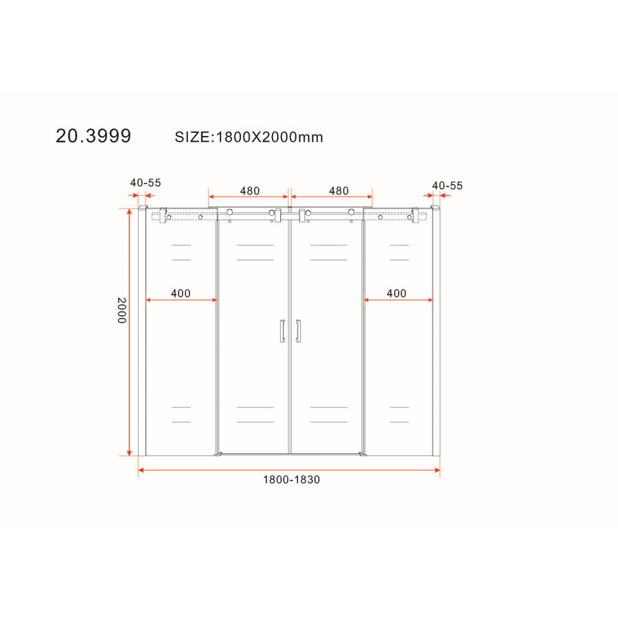 Nisdeur Wiesbaden Schuifbaar 4-Delig 180x200 cm 8 mm NANO