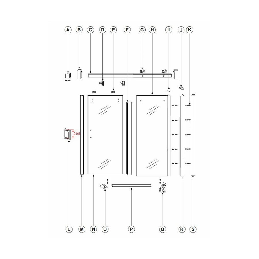 Wiesbaden schuifbare nisdeur  2-d. 1200x2000 chr.8mm NANO