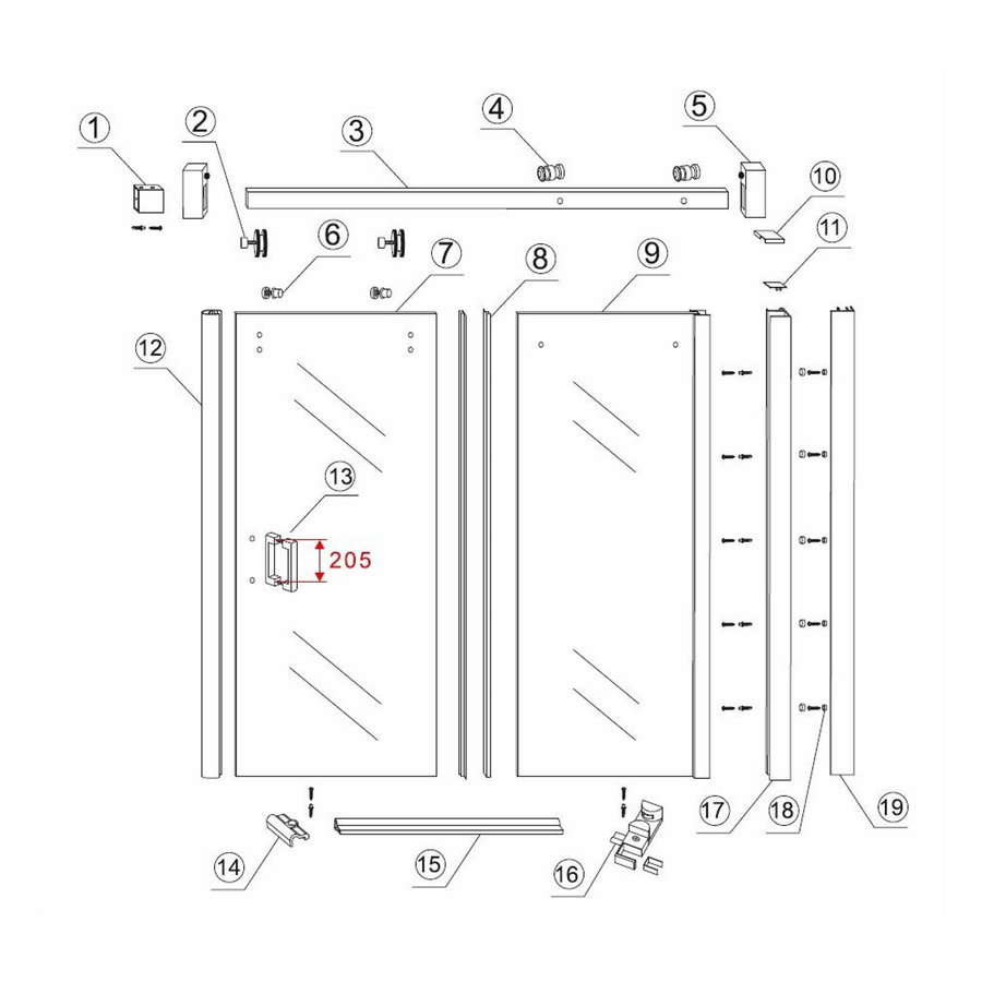 Nisdeur Wiesbaden Schuifbaar 2-Delig 110x200 cm 8 mm Nano Coating Mat Zwart