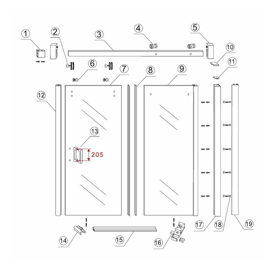 Nisdeur Wiesbaden Schuifbaar 2-Delig 120x200 cm 8 mm Nano Coating Mat Zwart