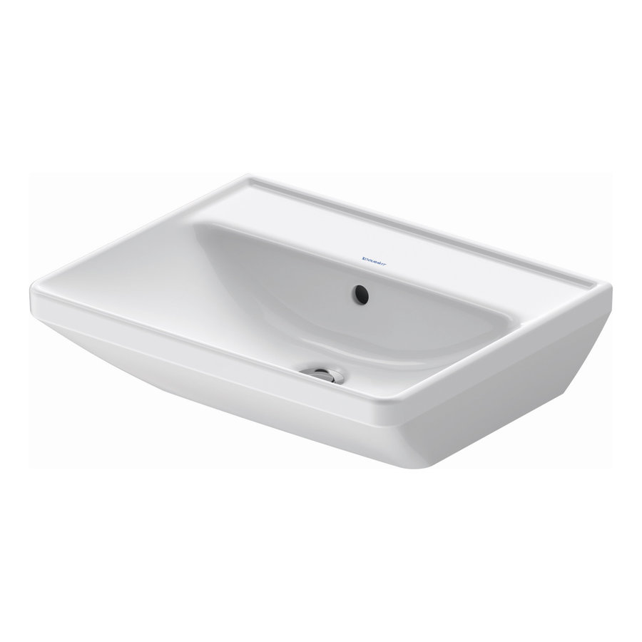 Wastafel Duravit D-Neo WonderGliss Met Overloop Kraanvlak Zonder Kraangat 55 cm Hoogglans Wit