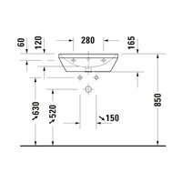 Wastafel Duravit D-Neo WonderGliss Met Overloop Kraanvlak Zonder Kraangat 55 cm Hoogglans Wit