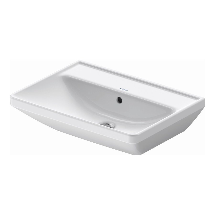 Wastafel Duravit D-Neo WonderGliss Met Overloop Kraanvlak Zonder Kraangat 60 cm Hoogglans Wit