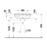 Wastafel Duravit D-Neo WonderGliss Met Overloop Kraanvlak Zonder Kraangat 60 cm Hoogglans Wit