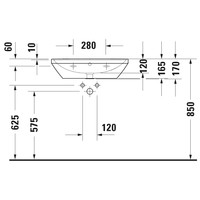 Wastafel Duravit D-Neo Met Overloop Kraanvlak 1 Kraangat 65 cm Hoogglans Wit