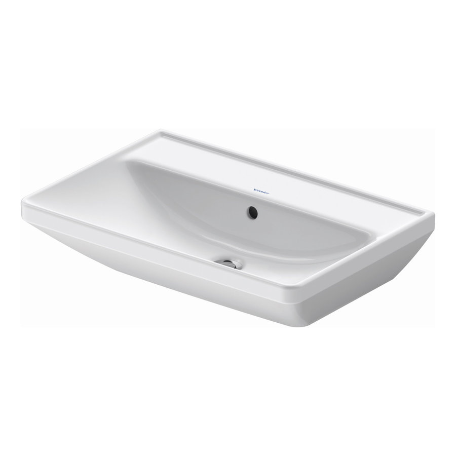 Wastafel Duravit D-Neo Met Overloop Kraanvlak Zonder Kraangat 65 cm Hoogglans Wit