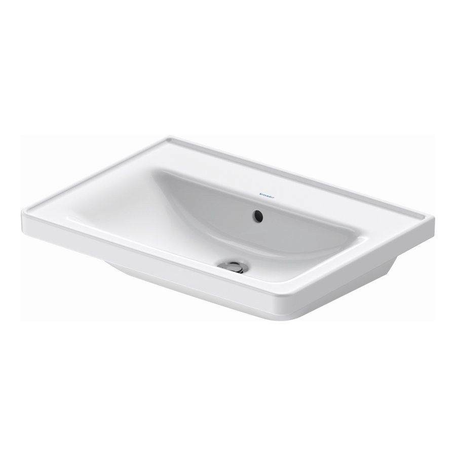 Wastafel Duravit D-Neo Met Rand Overloop Kraanvlak 1 Kraangat 65 cm Hoogglans Wit