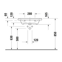 Wastafel Duravit D-Neo Met Rand Overloop Kraanvlak 1 Kraangat 65 cm Hoogglans Wit