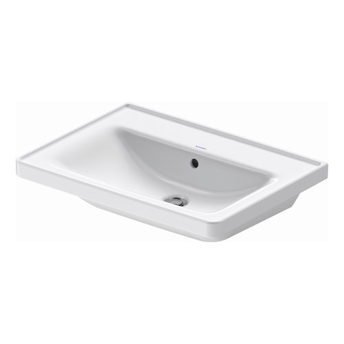 Wastafel Duravit D-Neo WonderGliss Met Rand Overloop Kraanvlak 1 Kraangat 65 cm Hoogglans Wit 