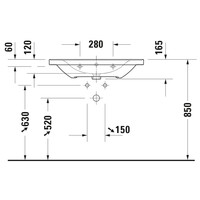 Wastafel Duravit D-Neo Met Rand Overloop Kraanvlak 1 Kraangat 80 cm Hoogglans Wit