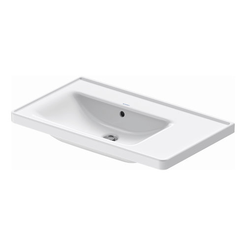 Wastafel Duravit D-Neo WonderGliss Rand Overloop Kraanvlak 1 Kraangat 80 cm Hoogglans Wit Links 