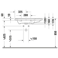 Wastafel Duravit D-Neo Rand Overloop Kraanvlak Zonder Kraangat 80 cm Hoogglans Wit Rechts