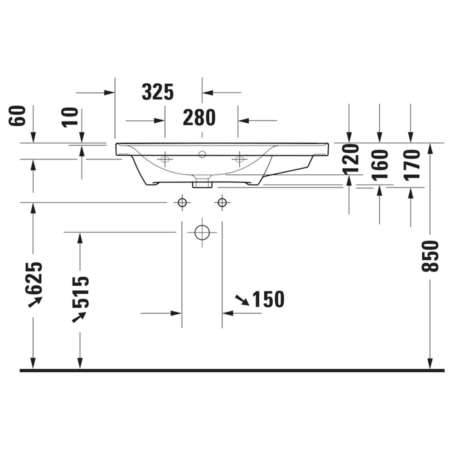 Wastafel Duravit D-Neo WonderGliss Rand Overloop Kraanvlak Zonder Kraangat 80 cm Hoogglans Wit Rechts