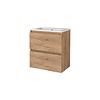 Aquasplash Badmeubelset Aquasplash Salt 60x39cm Greeploos 2 Lades Met Wastafel 1 Kraangat Whisky Oak