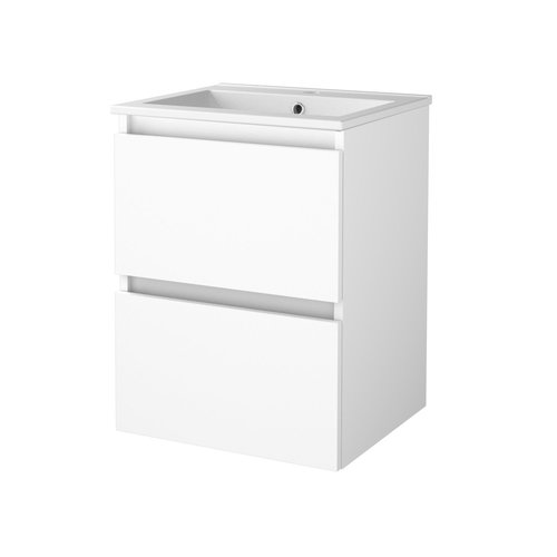 Badmeubelset Aquasplash Salt 50x46cm Greeploos 2 Lades Met Wastafel 1 Kraangat Ice White 