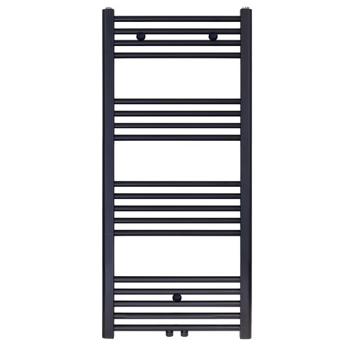 Designradiator Nile Gobi 120x40cm Geborsteld Mat Zwart midden/zij-aansluiting 