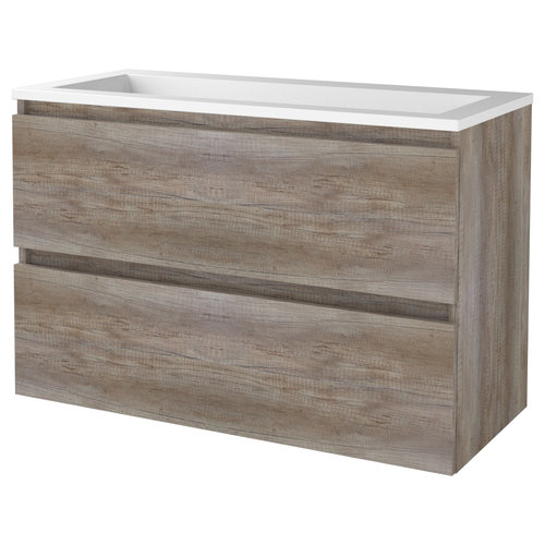 Badmeubelset Aquasplash Salt 100x46cm Greeploos 2 Lades Met Wastafel Acryl Scotch Oak 