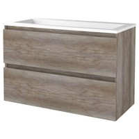 Badmeubelset Aquasplash Salt 100x46cm Greeploos 2 Lades Met Wastafel Acryl 1 Kraangat Scotch Oak