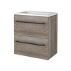Aquasplash Badmeubelset Aquasplash Salt 60x39cm Met Grepen (Kleurkeuze) 2 Lades Met Wastafel Acryl Scotch Oak