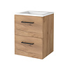 Aquasplash Badmeubelset Aquasplash Salt 50x46cm Met Grepen (Kleurkeuze) 2 Lades Met Wastafel Acryl 1 Kraangat Whisky Oak