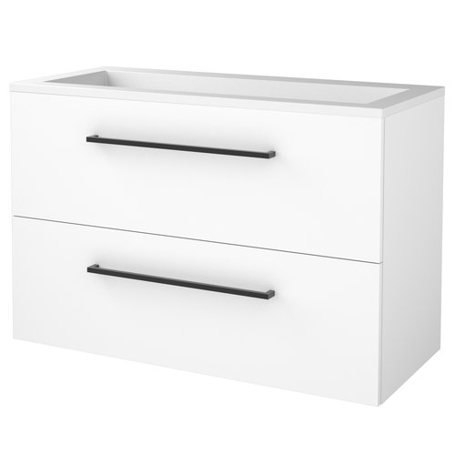 Badmeubelset Aquasplash Salt 100x46cm Met Grepen (Kleurkeuze) 2 Lades Met Wastafel Acryl 1 Kraangat Ice White 