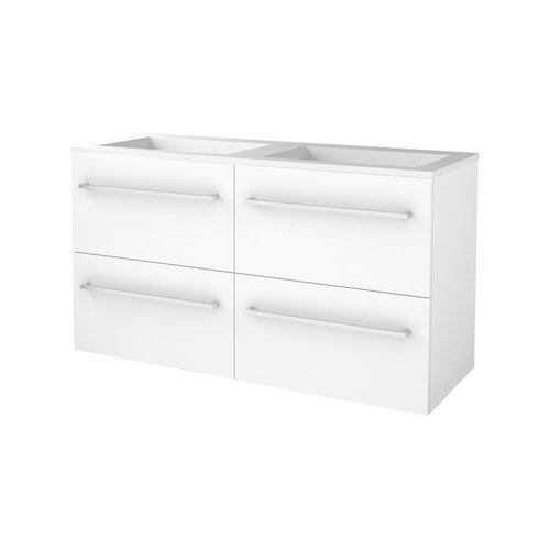 Badmeubelset Aquasplash Salt 120x46cm Met Grepen (Kleurkeuze) 4 Lades Met Wastafel Acryl Ice White 