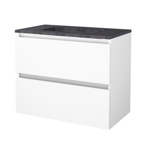 Badmeubelset Aquasplash Salt 80x46cm Greeploos 2 Lades Met Wastafel Hardsteen Ice White 