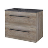 Aquasplash Badmeubelset Aquasplash Salt 80x46cm Met Grepen (Kleurkeuze) 2 Lades Met Wastafel Hardsteen Scotch Oak