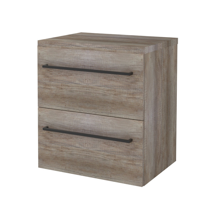 Badmeubelset Aquasplash Salt 60x46cm Met Grepen (Kleurkeuze) 2 Lades Met Afdekplaat Scotch Oak