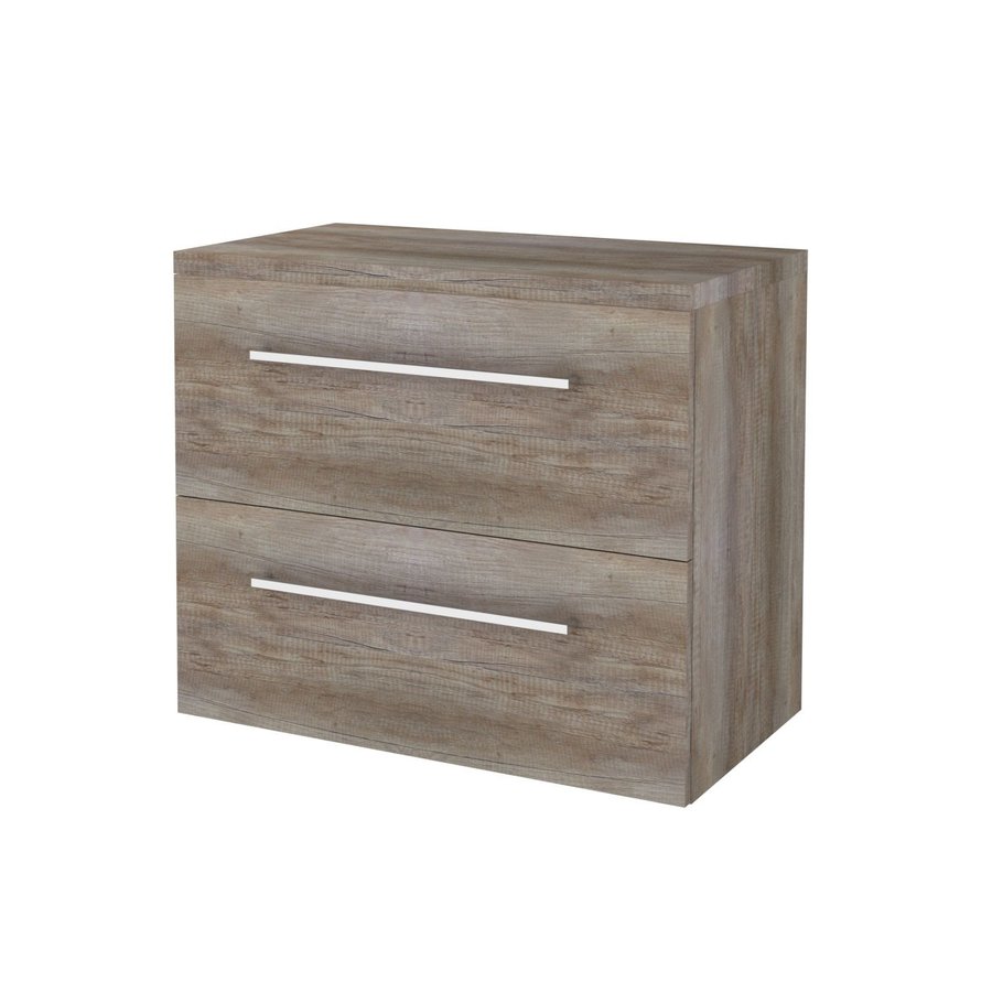 Badmeubelset Aquasplash Salt 80x46cm Met Grepen (Kleurkeuze) 2 Lades Met Afdekplaat Scotch Oak