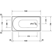 Ligbad Duravit D-Neo Inbouw 150x75x48.5 cm Wit