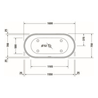 Vrijstaand Ligbad Duravit D-Neo 160x75x60 cm Met Overloop Mat Wit