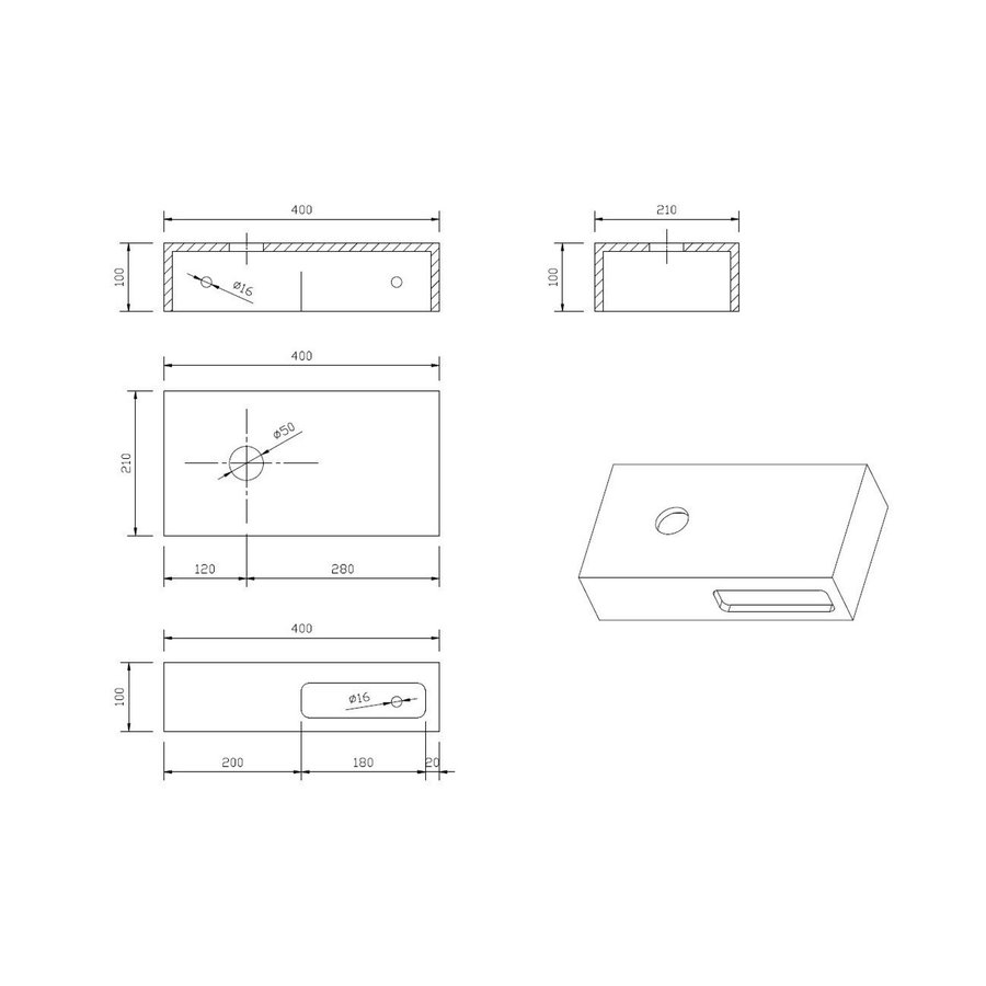 Fontein Planchet Best Design Malo Solid Surface 40x21x10 cm Sandstone