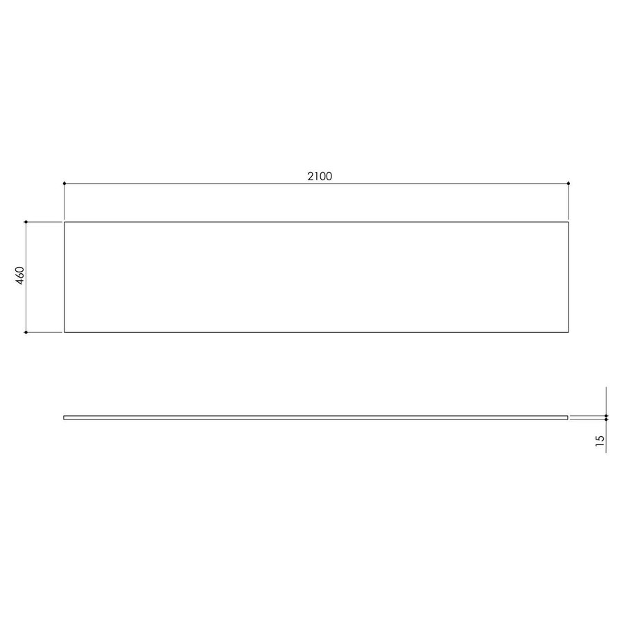 Wastafelblad Arcqua Topblad Marble 210x46 cm Cast Marble Mat Zwart