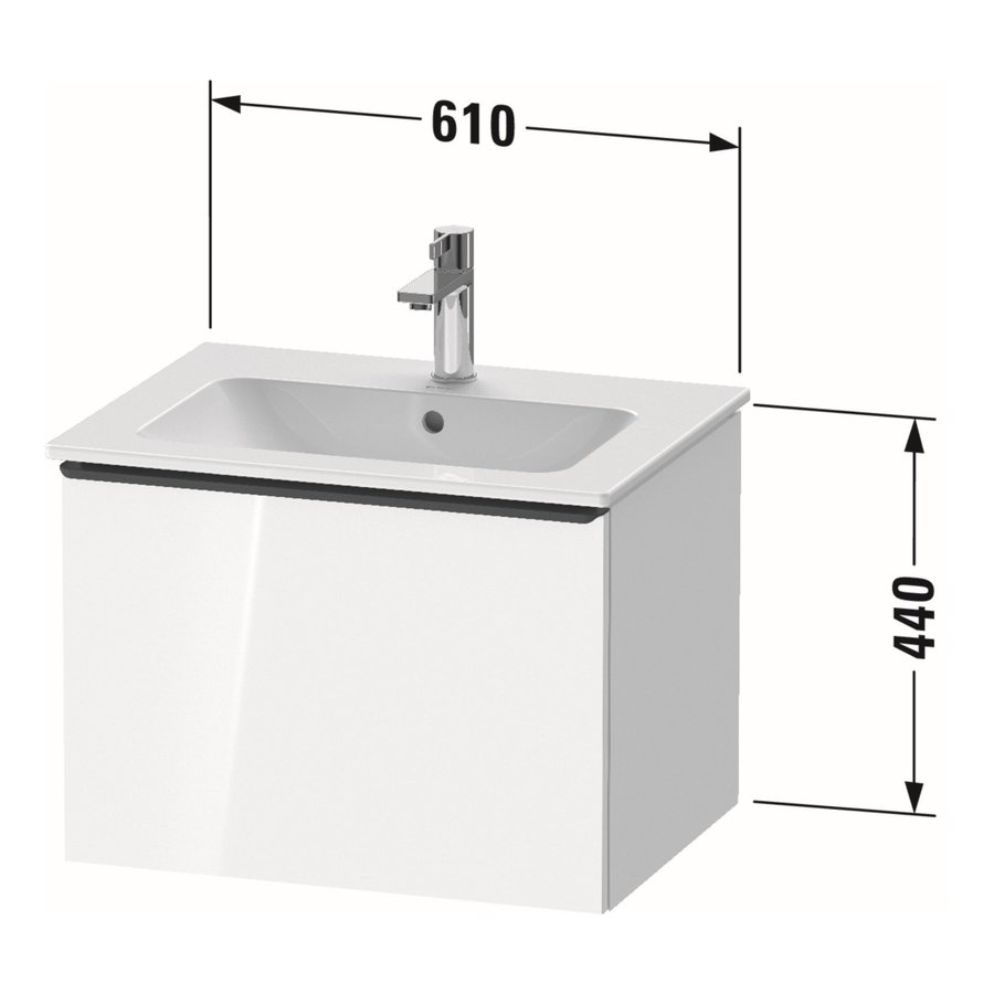 Badmeubel Duravit D-Neo Wand 61x46.2x44 cm Mat Eiken Zwart