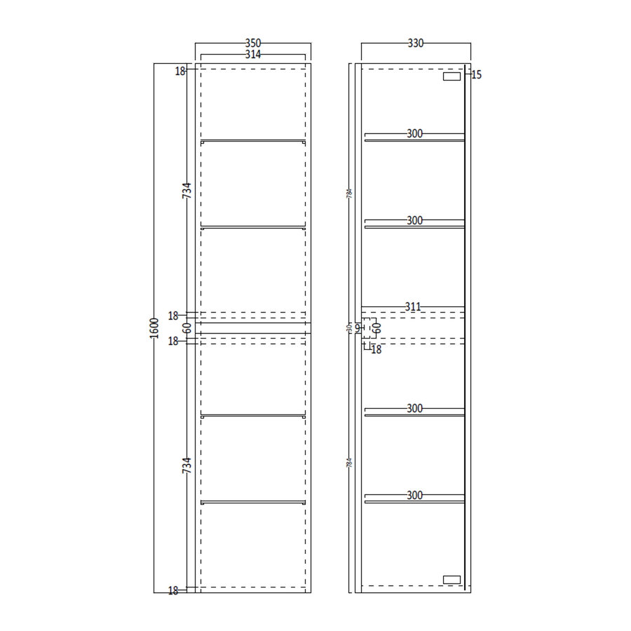 Kolomkast Gliss Design Paris 2 Deuren 160x35x35 cm Canyon Oak