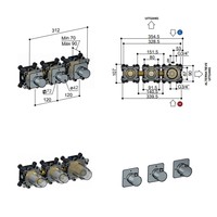 Inbouw Douchekraan Hotbath Gal Thermostaatkraan met 2 Stopkranen Geborsteld Nikkel PVD