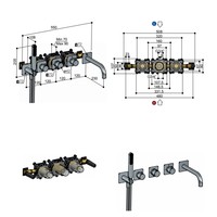 Inbouw Badkraan Hotbath Gal Thermostaatkraan met 2 Stopkranen en Uitloop Chroom