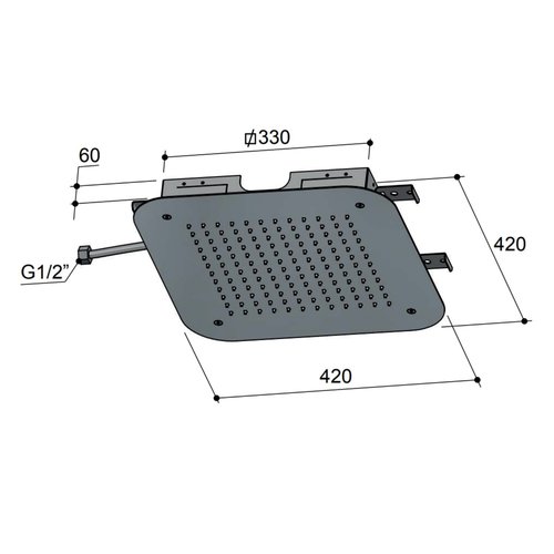 Hoofddouche Hotbath Gal Inbouw Vierkant 42x42 cm Geborsteld Nikkel PVD 