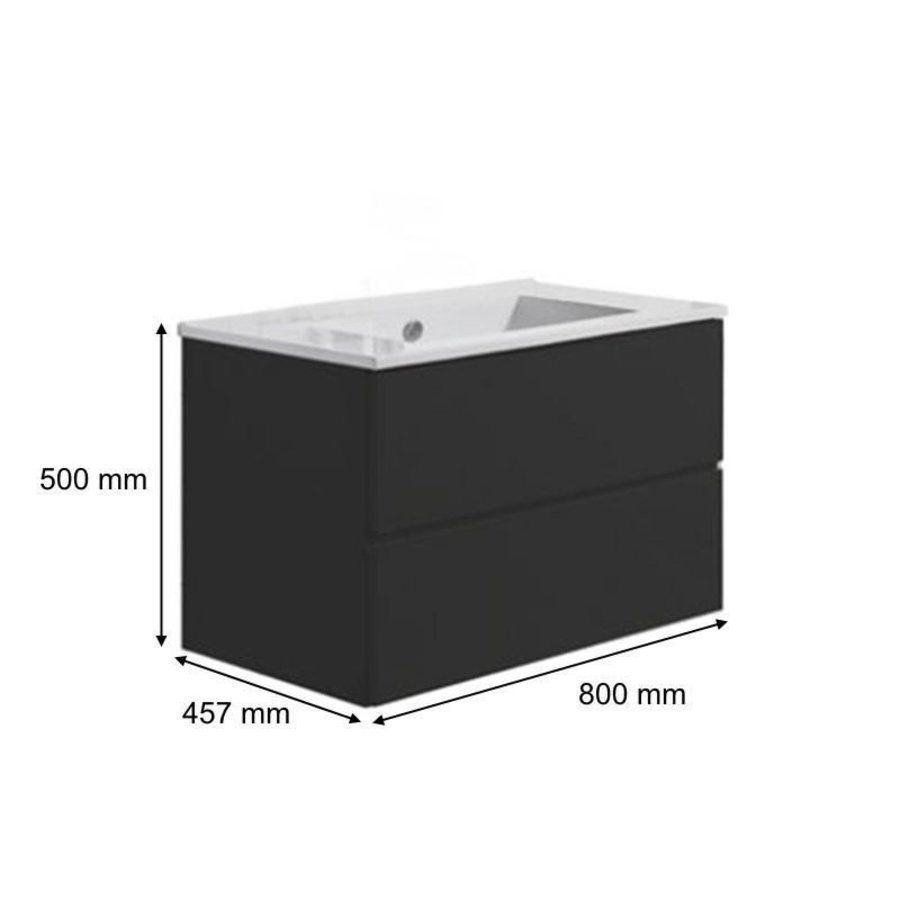 Badmeubelset London Basis 80 cm Antraciet incl. Spiegel