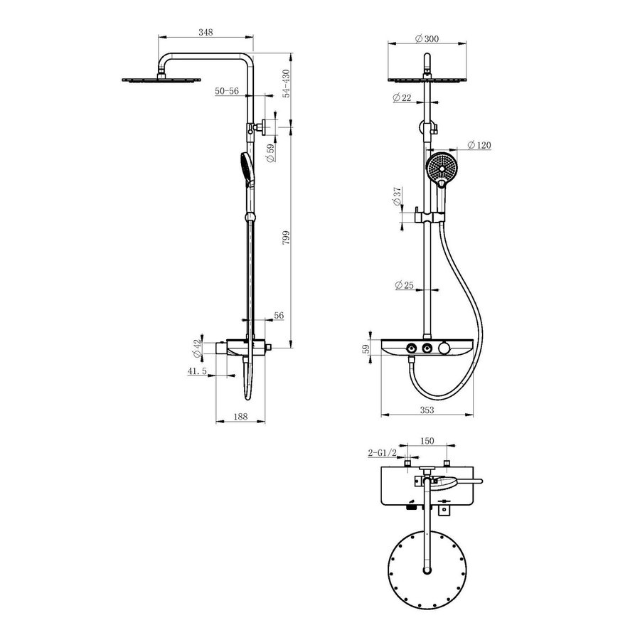 Doucheset Opbouw Wiesbaden Nuovo Regendouche met Handdouche Chroom