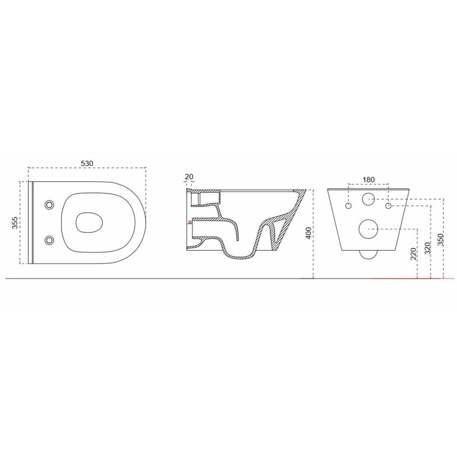 Wandcloset Wiesbaden Stereo Rimless Softclose met Shade Toiletzitting Mat Wit