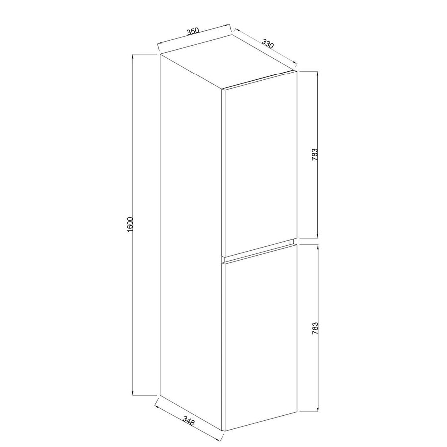 Badkamerkast Wiesbaden Marmaris Kolomkast 160x35x35 cm Mat Zwart (Links en Rechts)