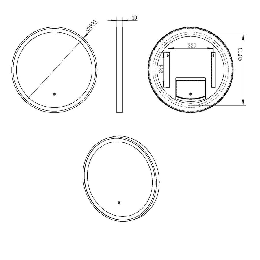 Spiegel Wiesbaden Lista Nera met LED Verlichting Dimbaar Rond 60 cm Mat Zwart