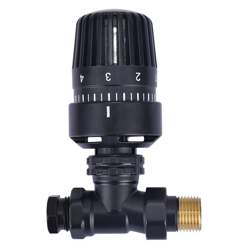 Thermostatisch Radiatorventiel Riko 1/2"x15 mm Recht Mat Zwart 