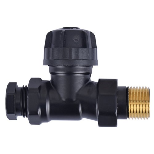 Thermostatisch Radiatorventiel Riko 1/2" Recht zonder Knop met Adaptor Mat Zwart 